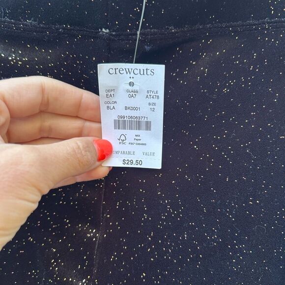 Crewcuts Girls Velour Black Gold Sparkle Leggings - Picture 3 of 7